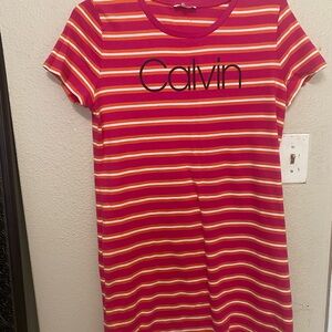 Calvin Klein Pink and Orange Striped Dress